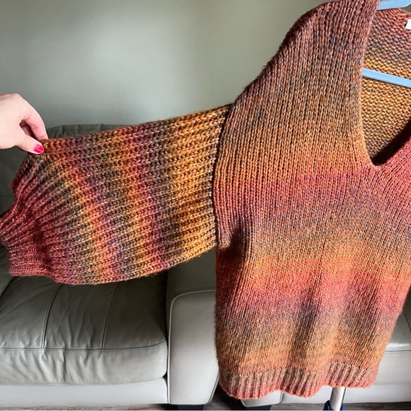 LoveShackFancy Knit Rio Russet Alpaca Merino Oversized Sweater XS / SMALL Ombre - Picture 4 of 15